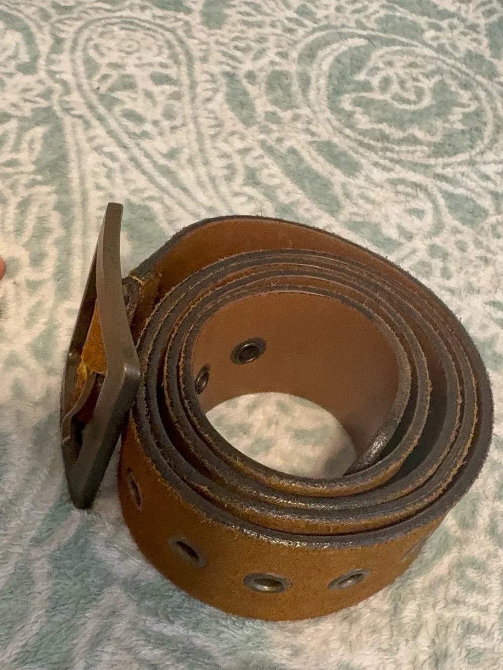 Dolce & Gabbana Men’s Tan Suede Belt with Distressed Metal Buckle